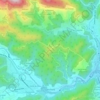 Mapa topográfico Montgrand, altitud, relieve