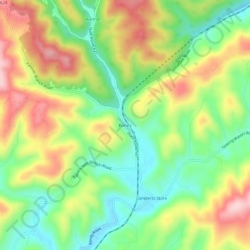 Mapa topográfico Bandy, altitud, relieve
