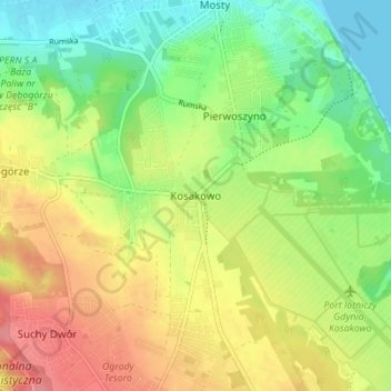 Mapa topográfico Kossakau, altitud, relieve