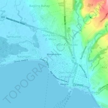 Mapa topográfico Maticaa, altitud, relieve