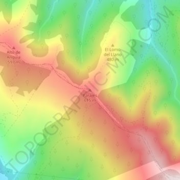 Mapa topográfico Parajes, altitud, relieve