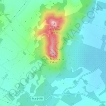 Mapa topográfico Inca, altitud, relieve