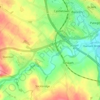 Mapa topográfico Redhills, altitud, relieve