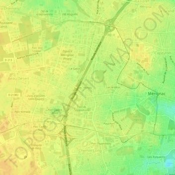 Mapa topográfico Pichey, altitud, relieve