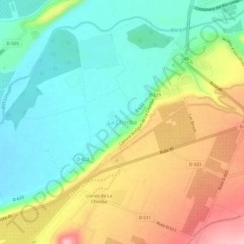 Mapa topográfico La Chimba, altitud, relieve