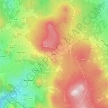 Mapa topográfico Raffy, altitud, relieve