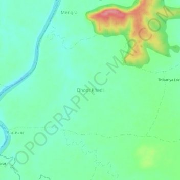 Mapa topográfico Dhoot Khedi, altitud, relieve