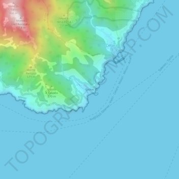 Mapa topográfico Erchie, altitud, relieve