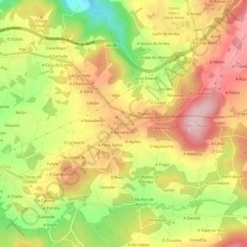Mapa topográfico Paiosaco, altitud, relieve