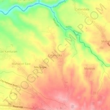 Mapa topográfico Catandala, altitud, relieve