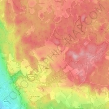 Mapa topográfico Kerschlach, altitud, relieve