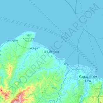 Mapa topográfico El Salvador, altitud, relieve
