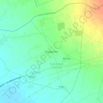Mapa topográfico Palapad East, altitud, relieve