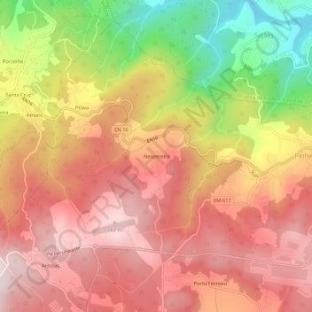 Mapa topográfico Nespereira, altitud, relieve