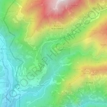 Mapa topográfico Le Sclos, altitud, relieve