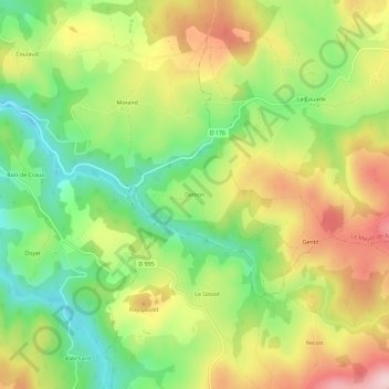 Mapa topográfico Demon, altitud, relieve