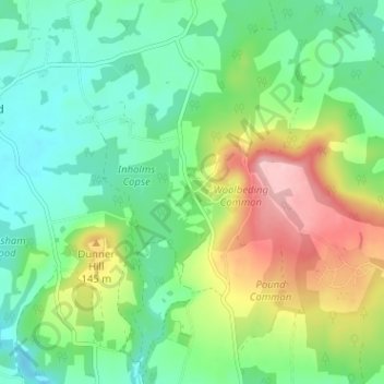 Mapa topográfico Redford, altitud, relieve