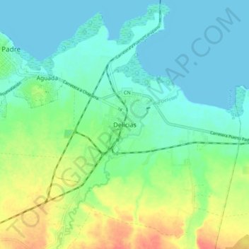 Mapa topográfico Delicias, altitud, relieve