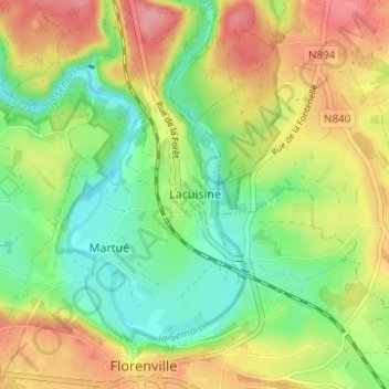 Mapa topográfico Lacuisine, altitud, relieve