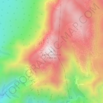 Mapa topográfico Cerro Uritorco, altitud, relieve