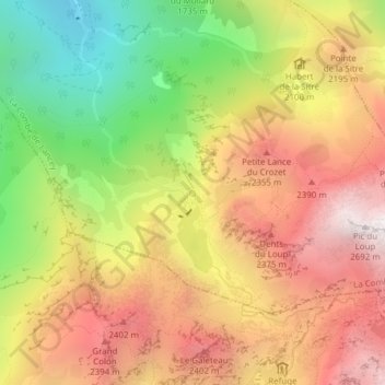 Mapa topográfico Le cul de la vielle, altitud, relieve