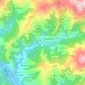 Mapa topográfico Lloro, altitud, relieve