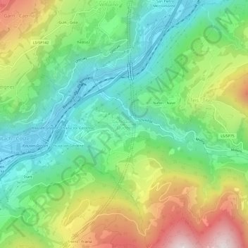 Mapa topográfico Gufidaun - Gudon, altitud, relieve