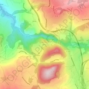 Mapa topográfico Néplier, altitud, relieve