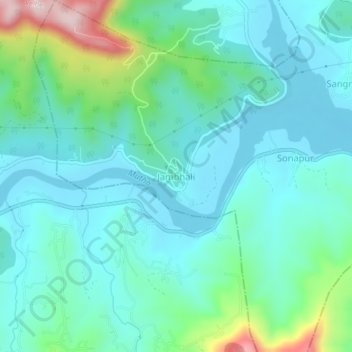 Mapa topográfico Jambhali, altitud, relieve
