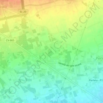 Mapa topográfico Rodal de las Botellas, altitud, relieve