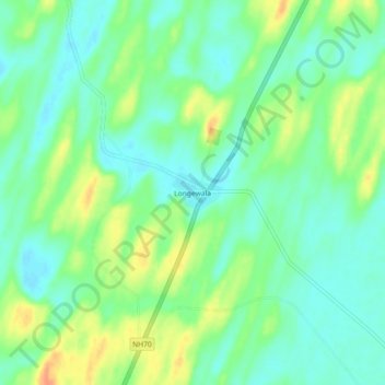 Mapa topográfico Longewala, altitud, relieve