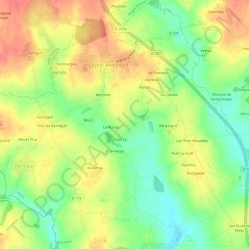 Mapa topográfico Malabri, altitud, relieve