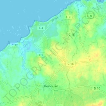 Mapa topográfico Stréatveur, altitud, relieve