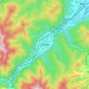 Mapa topográfico Skole, altitud, relieve