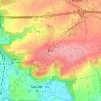 Mapa topográfico Spy, altitud, relieve