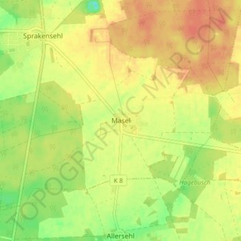 Mapa topográfico Masel, altitud, relieve