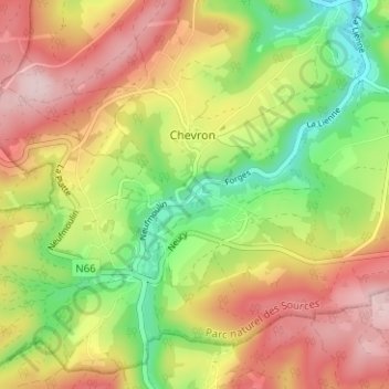 Mapa topográfico Les Forges, altitud, relieve