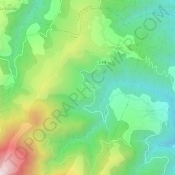 Mapa topográfico Can Gelis, altitud, relieve