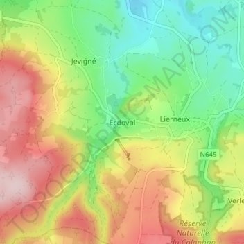 Mapa topográfico Ecdoval, altitud, relieve