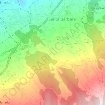 Mapa topográfico Llanito Perera, altitud, relieve