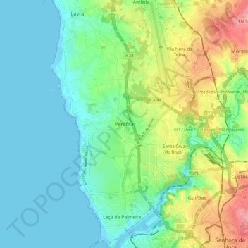 Mapa topográfico Perafita, altitud, relieve