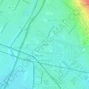 Mapa topográfico Los Nietos, altitud, relieve