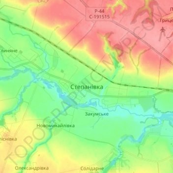 Mapa topográfico Stepanivka, altitud, relieve