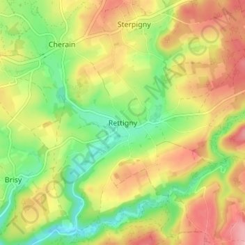 Mapa topográfico Rettigny, altitud, relieve