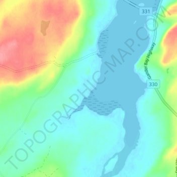 Mapa topográfico Gander Bay, altitud, relieve
