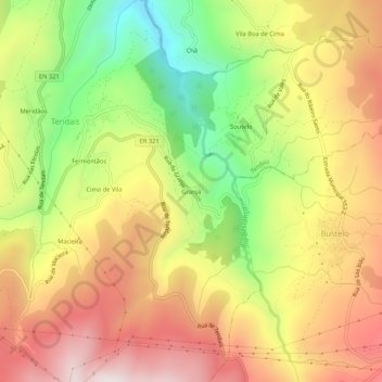 Mapa topográfico Granja, altitud, relieve