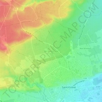 Mapa topográfico Mas de la Garrigue, altitud, relieve
