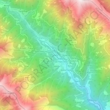 Mapa topográfico Asmara, altitud, relieve
