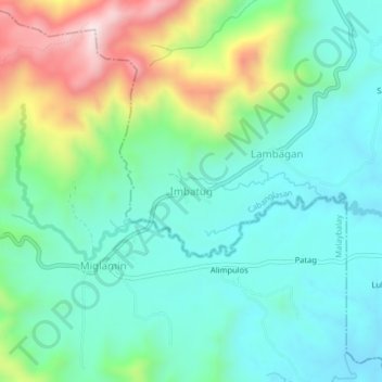 Mapa topográfico Imbatug, altitud, relieve
