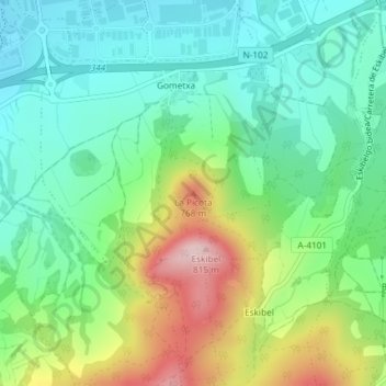 Mapa topográfico La Picota, altitud, relieve